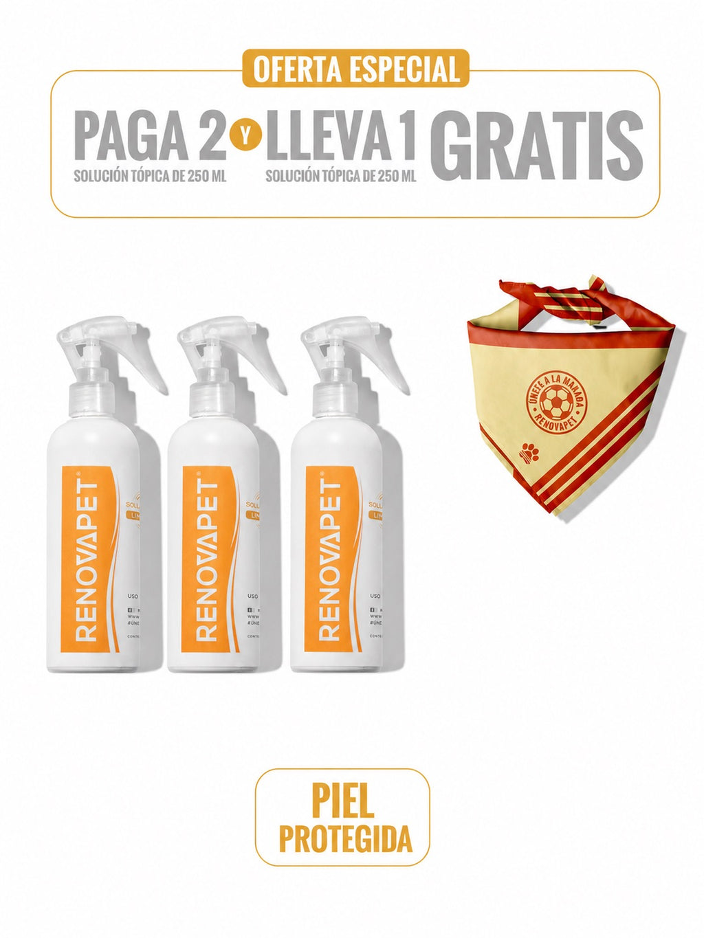 PAGA 2 Y LLEVA 3 - SOLUCION TOPICA LIMPIADORA PARA MASCOTAS - 250 mL SKU: RPKT024
