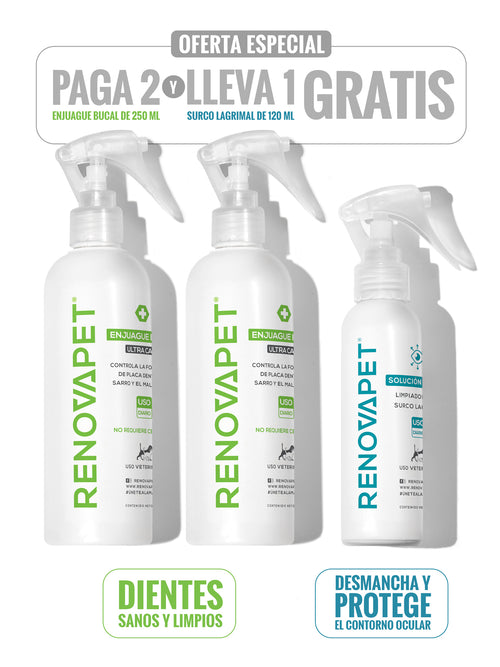 KIT PAGA 2 RENOVAPET BUCAL Y LLEVA 1 RENOVAPET SURCO LAGRIMAL - SKU: RPKT008