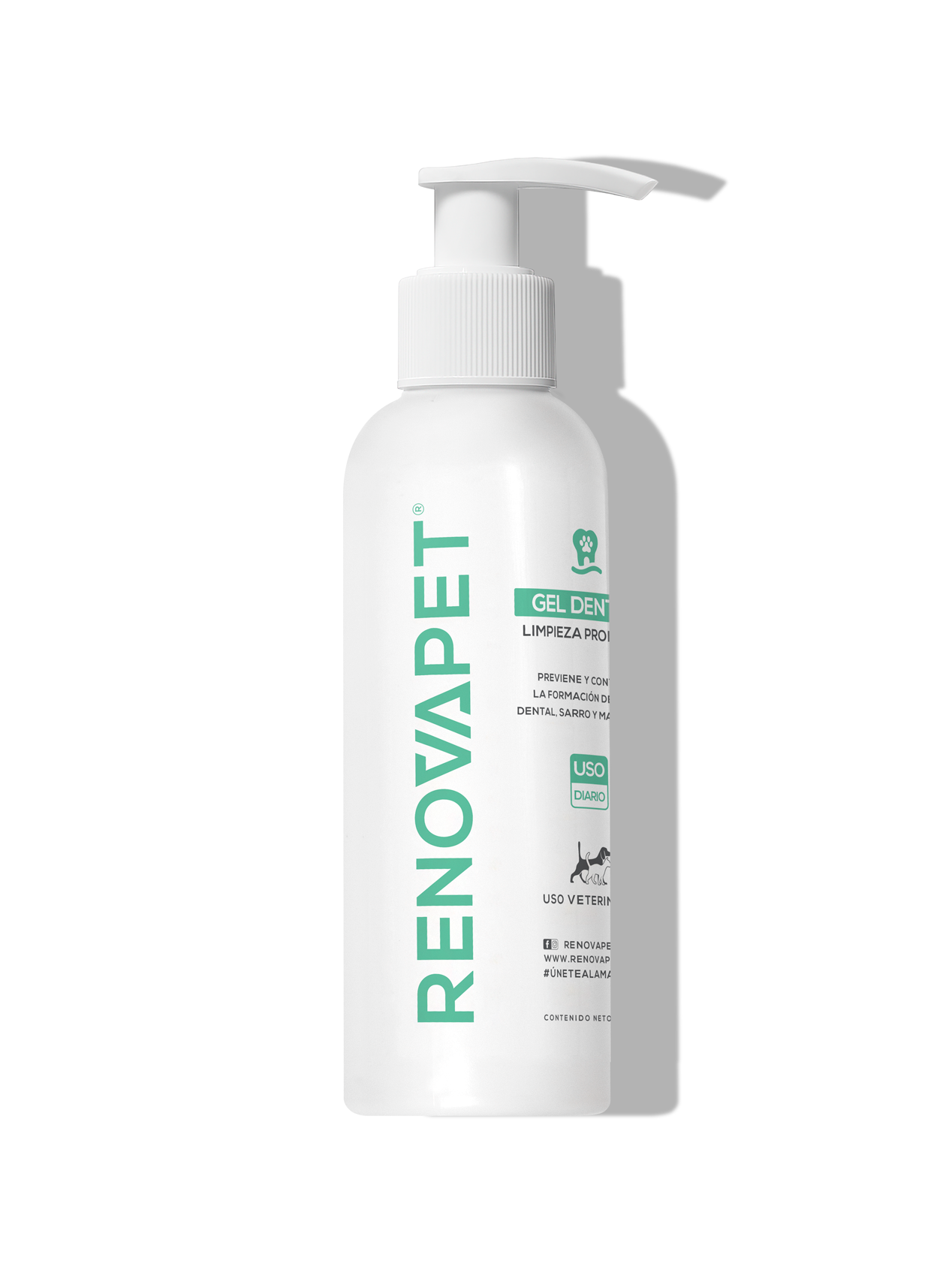 Dientes limpios y encías protegidas para perros y gatos | Renovapet Gel Dental con cepillo de silicona Ultra Care 250 gr. Reg. ICA 11530-CV