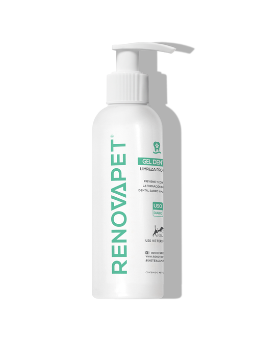 Dientes limpios y encías protegidas para perros y gatos | Renovapet Gel Dental con cepillo de silicona Ultra Care 250 gr. Reg. ICA 11530-CV