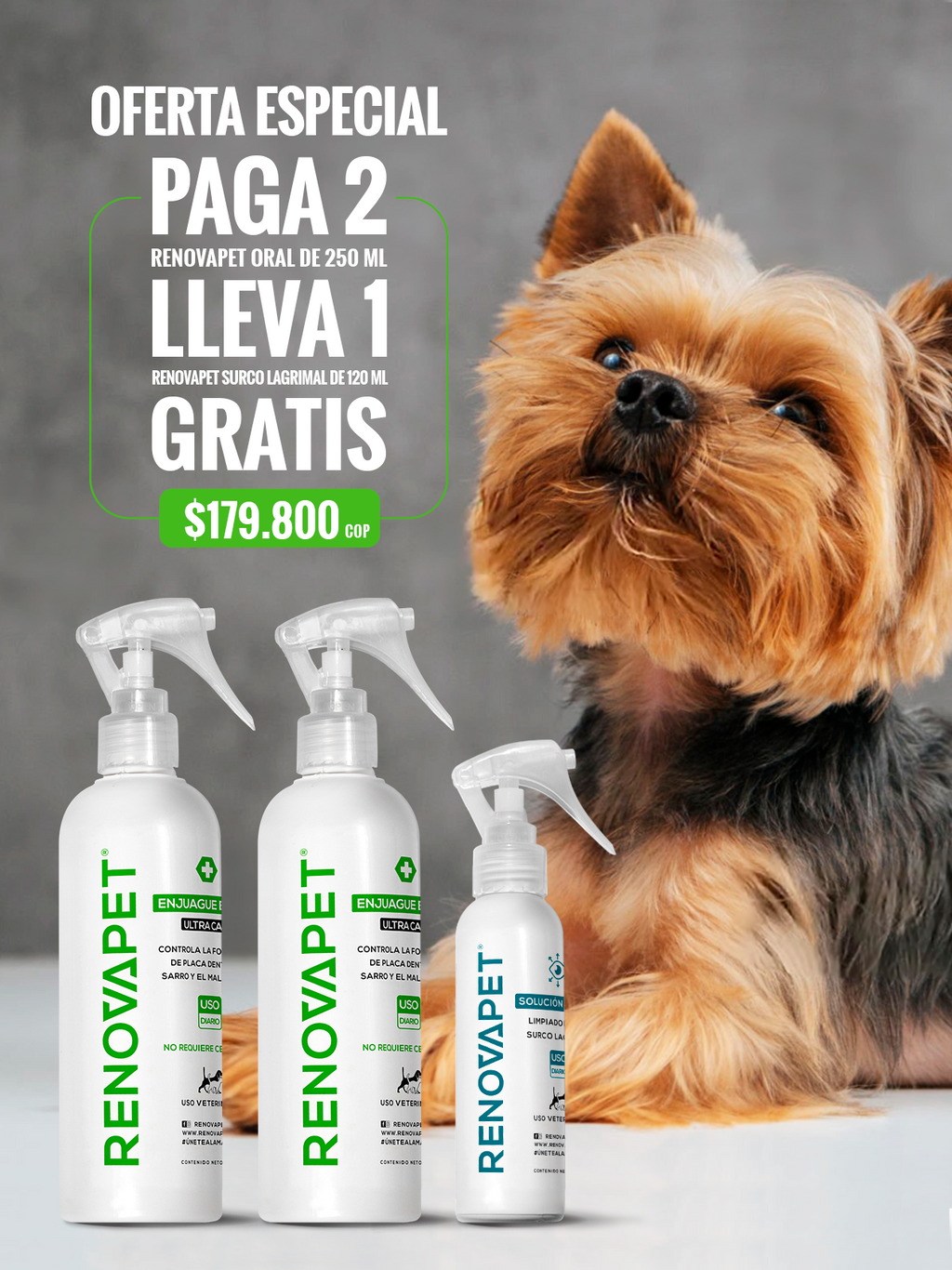 KIT PAGA 2 RENOVAPET BUCAL Y LLEVA 1 RENOVAPET SURCO LAGRIMAL