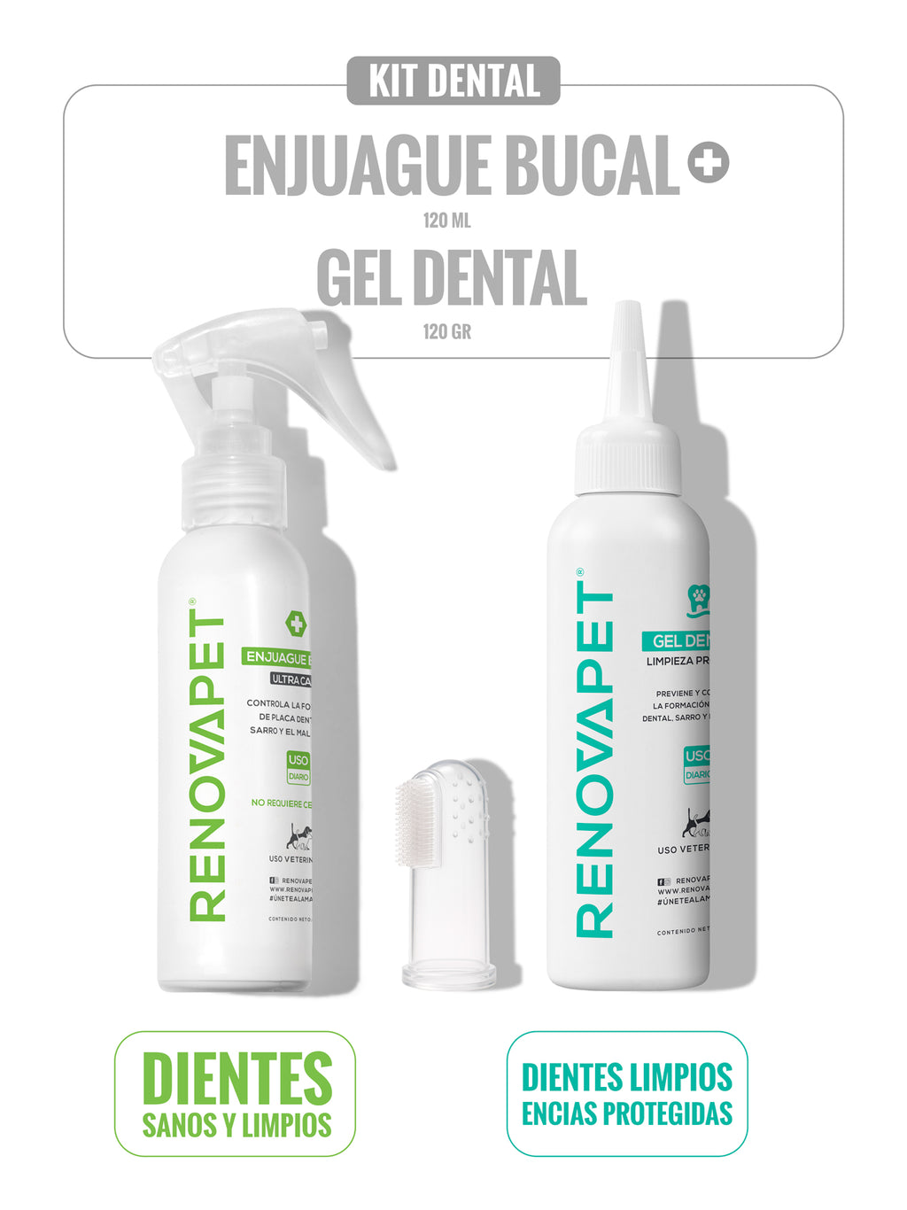 KIT DENTAL Enjuague Bucal 250 mL + Gel Dental 250 g - SKU: RPKT010 - Enjuague Bucal 120 mL + Gel Dental 120 g - SKU: RPKT110