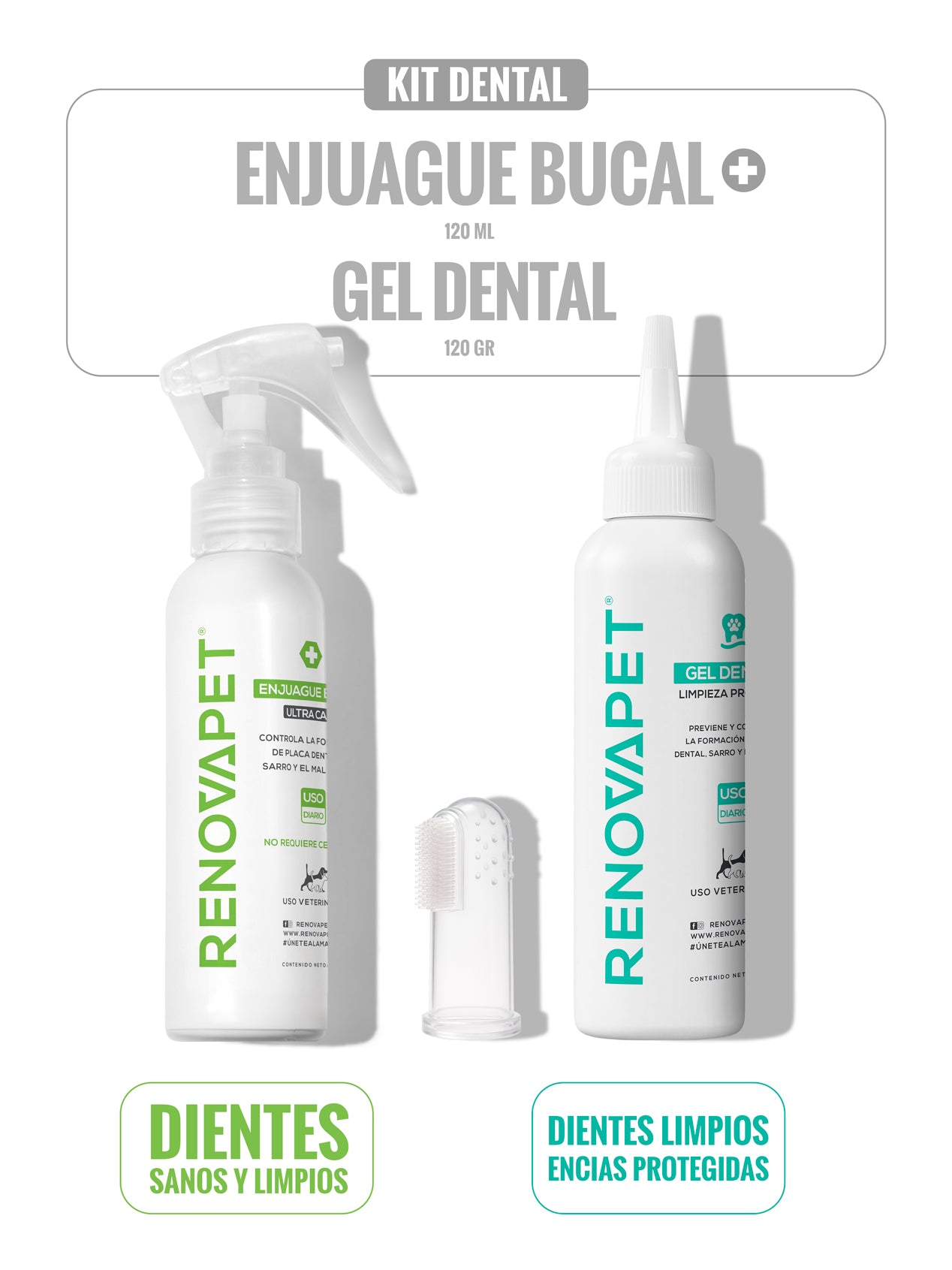 KIT DENTAL Enjuague Bucal 250 mL + Gel Dental 250 g - SKU: RPKT010 - Enjuague Bucal 120 mL + Gel Dental 120 g - SKU: RPKT110
