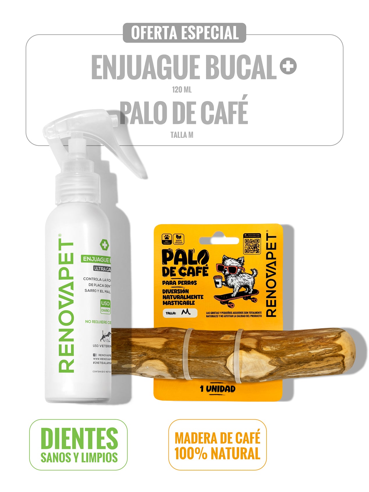 KIT Enjuague Bucal 250 mL + Coffee Bone Talla M - SKU: RECF01