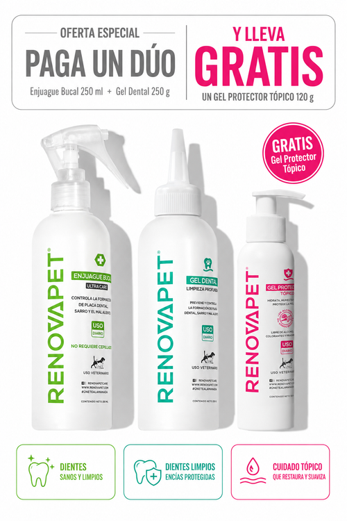 ENJUAGUE 250 ML + GEL DENTAL 250 GR + GEL PROTECTOR 120 GR - SKU: RPKT030 - ENJUAGUE 120 ML + GEL DENTAL 120 GR + GEL PROTECTOR 120 GR - RPKT031
