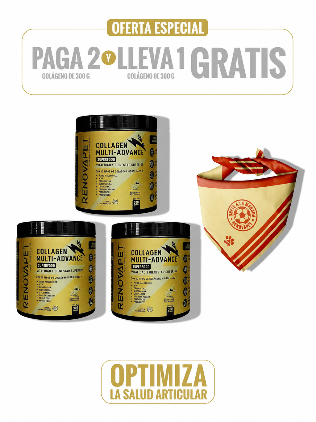 PAGA 2 Y LLEVA 3 - COLLAGEN MULTI-ADVANCE PARA MASCOTAS - 300 g SKU: RPKT026