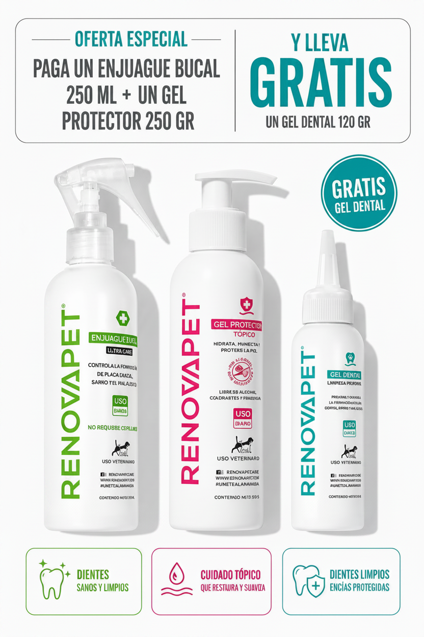 ENJUAGUE 250 ML + GEL PROTECTOR 250 GR + GEL DENTA 120 GR - SKU: RPKT030