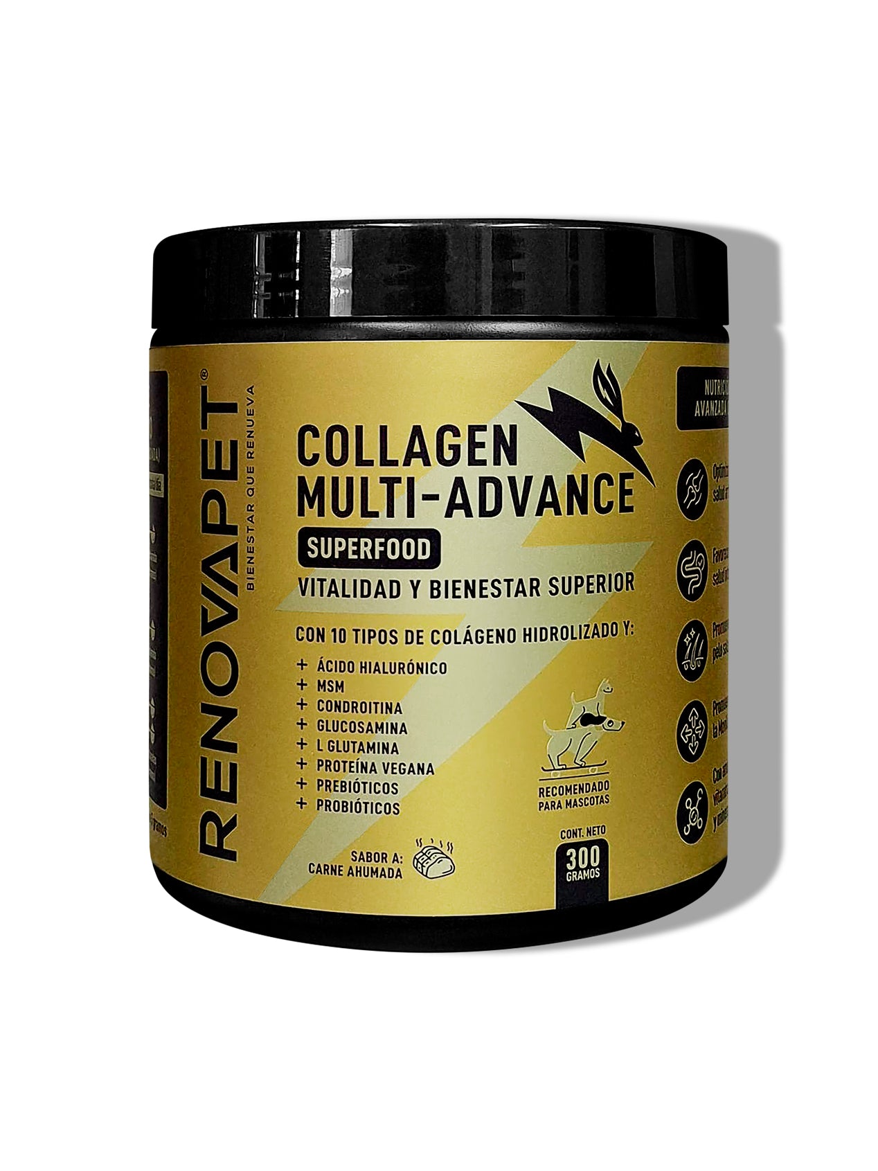 Suplemento para fortalecer la movilidad y articulaciones de tu mascota | Colágeno Multi-Advance con sabor a carne ahumada. Reg. ICA: 23290SL